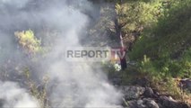 Report TV - Zjarri në Shëngjin, përkeqësohet  situata, rrezikohen katër banesa