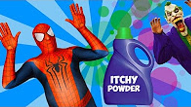 Spiderman vs Joker Itching Powder Prank w- Frozen Elsa & Anna - Funny Superhero Video in Real Life