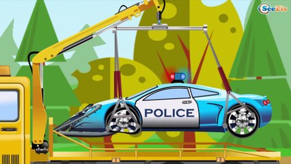 The Car Patrol Fire Truck and The Tow Truck with the Police car in Car City | Cartoon for kids