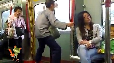 Funny Video of Weird old chinese guy on the train