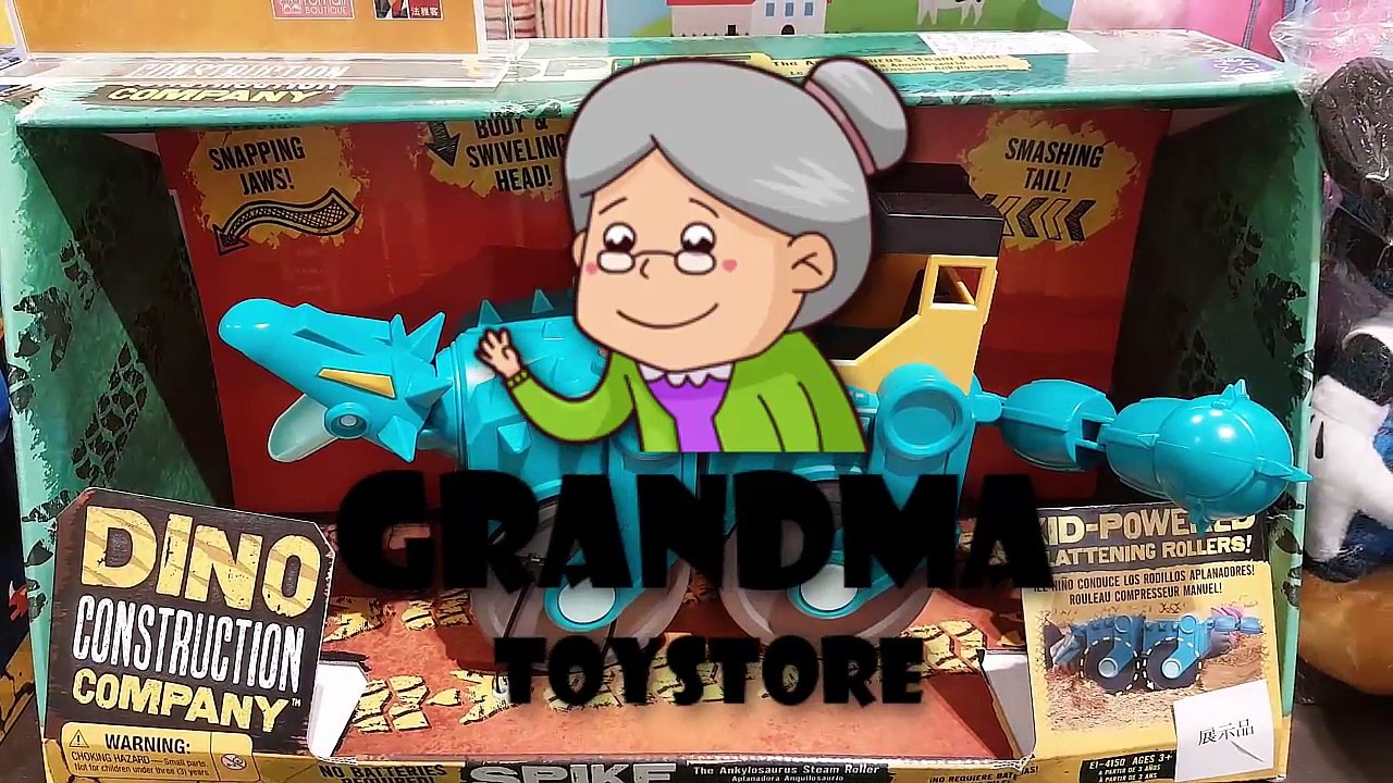 Unboxing TOYS Review/Demos - dino construction company spike kid powered flattening rollers