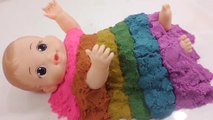 How To Make 'Baby Doll Kinetic Sand Beach Bath' Learn Colors Sand Surprise Slime