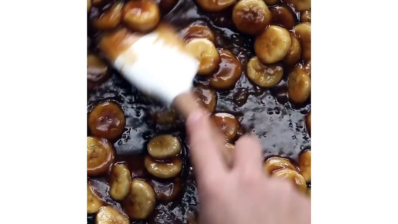 making Banana French Toast Bake