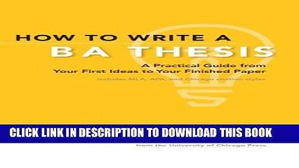 [PDF] How to Write a BA Thesis: A Practical Guide from Your First Ideas to Your Finished Paper