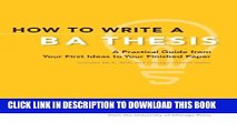 [PDF] How to Write a BA Thesis: A Practical Guide from Your First Ideas to Your Finished Paper