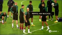El Barça entrena en su salsa- humor en el entrenamiento con Gerard Piqué, Luis Suárez y Neymar