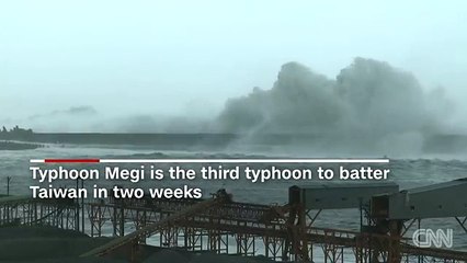 Massive waves, wind, slam Taiwan