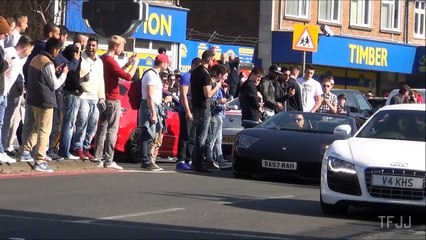 EPIC Gumball Supercar Meet:POLICE cause chaos, revs, burnouts and more!