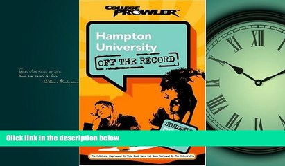 READ book  Hampton University: Off the Record (College Prowler) (College Prowler: Hampton