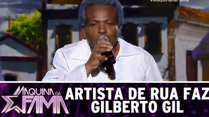 Artista de rua representa Gilberto Gil
