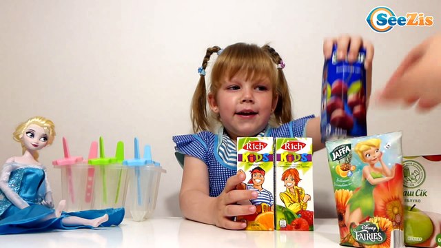 Принцесса Эльза Холодное Сердце и Повар Ника готовят десерт - замороженный сок. Видео для детей