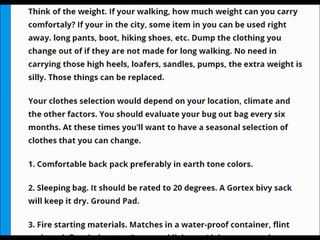 BUG OUT BACKPACK BASICS