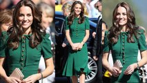 Kate Middleton Gorgeous Look in Green Dress For Kelowna Visit