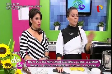 Pasos para preparar mousse de plátano caramelizado en cascarón de chocolate