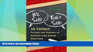 Big Deals  We Said, They Said: 50 Things Parents and Teachers of Students with Autism Want Each