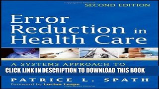 New Book Error Reduction in Health Care: A Systems Approach to Improving Patient Safety