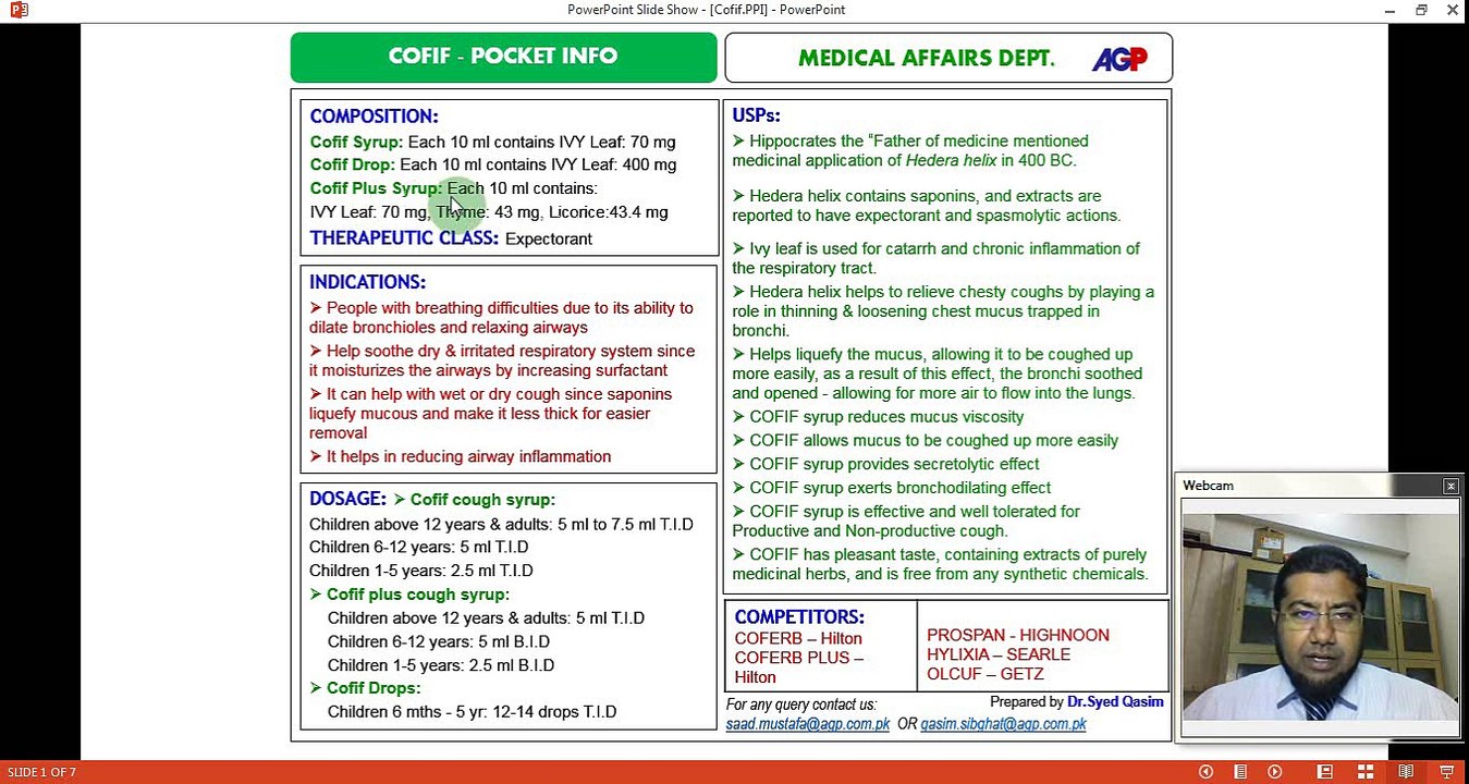 Cofif Pocket Info Training by Dr. Qasim