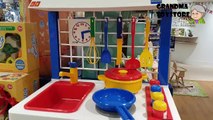 Unboxing TOYS Review/Demos - Learn to cook kitchen toy set with pots pans counter