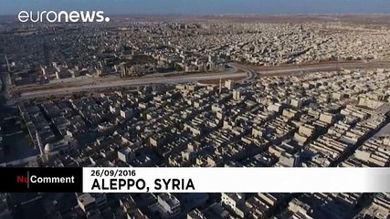 Drone footage shows damage in besieged Aleppo