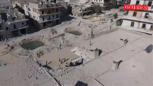 Syrie: un drone survole la ville d'Alep, dévastée par les bombes