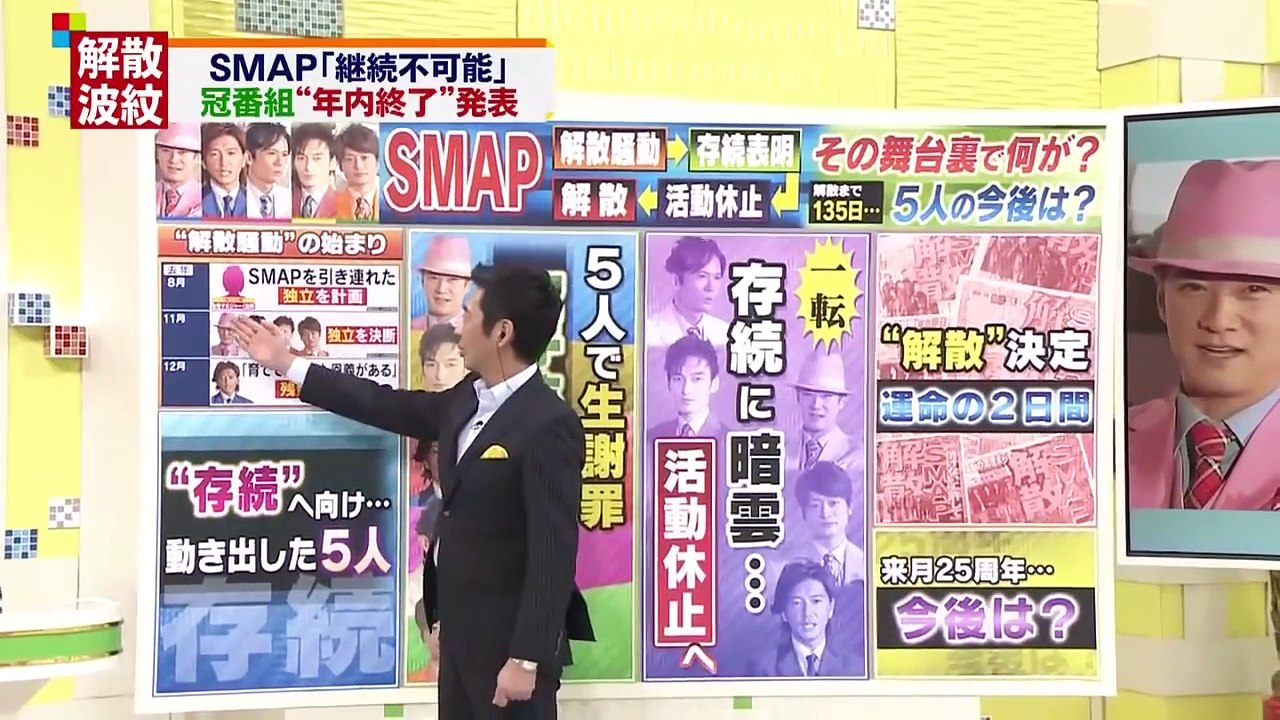 SMAP解散舞台裏!なぜ二転三転?独立⇒存続⇒休止⇒解散