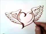 como dibujar un corazon con alas