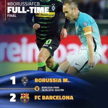 اهداف مباراة بوروسيا مونشنغلادباخ وبرشلونة 1-2 [كاملة] دوري ابطال اوروبا 2017 [27-9-2016] HD