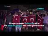 Demonstrations have been held around the world to protest against the coup attempt in Turkey