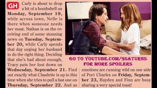 9-19-16 SID GH SPOILER Hayden Finn Carly Sonny Tracy Nathan Claudette Hospital Preview Promo 9-16-16