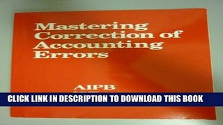[PDF] Mastering Correction of Account Errors (Professional Bookkeeping Certification) Popular Online