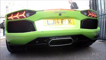 3x Brand new '14 plate Aventador Roadsters in London: Revs, accelerations and interior tour!