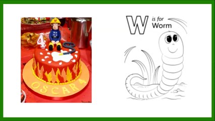 Sam le pompier gateau d'anniversaire | ABCDEFGHIJKLMNOPQRSTUVWXYZ