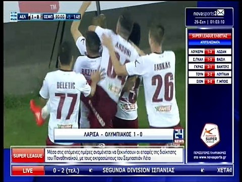 5η ΑΕΛ-Ολυμπιακός 1-0 2016-17 Novasports 24 News