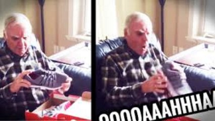 La réaction d'un papy qui recoit des baskets Nike lumineuses pour son anniversaire