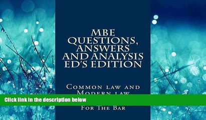 Descargar video: Online eBook MBE Questions, Answers And Analysis Ed s Edition: Solutionally Analyzed MBE Questions