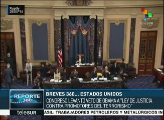 Congreso de EE.UU. anula veto de Barack Obama