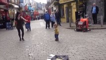 Little Girl Learns to Irish Tap Dance on Galway Street