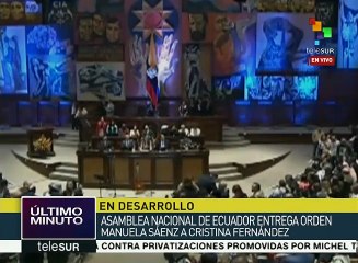 Condecorará Asamblea Nacional de Ecuador a la expdta. argentina CFK