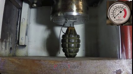 Watch Hydraulic Press Trying To Crush Grenades In This Experiment