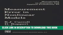 Collection Book Measurement Error in Nonlinear Models (Chapman   Hall/CRC Monographs on