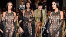 Kim Kardashian Goes Underwear-Free in Catsuit at Paris Fashion Week