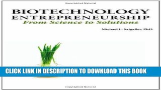 New Book Biotechnology Entrepreneurship from Science to Solutions -- Start-Up, Company Formation