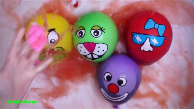 Five Wet Balloons Toys Compilation - Learning Colours collection - Faces Water Balloon Song