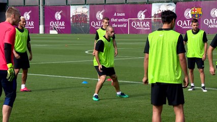 FC Barcelona training session: Attention switches to Celta