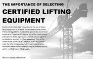 Importance of Certified Lifting Equipment