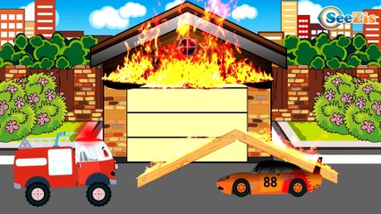 Camion de pompiers et Voiture de police - Patrouille. Jeu d'assemblage -  Pelleteuse