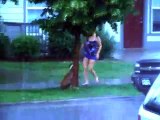 Un cane viene dimenticato legato ad un albero sotto la pioggia ed ecco cosa accade-