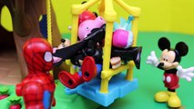 Mickey Mouse with Peppa Pig and Batman with Duplo Lego Spiderman at the Peter Rabbit Treehouse
