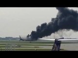 Smoke Billows From Burning Plane on Chicago Airport Runway