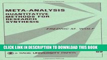 Read Now Meta-Analysis: Quantitative Methods for Research Synthesis (Quantitative Applications in